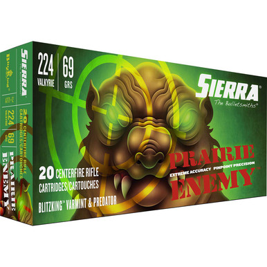 224 Valkyrie Ammo 69 Grain Prairie Enemy BlitzKing Polymer Tip, Box of 20 (SRA-A7171-12)