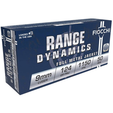 9mm Luger 124 Grain Range Dynamics Full Metal Jacket, Box of 50