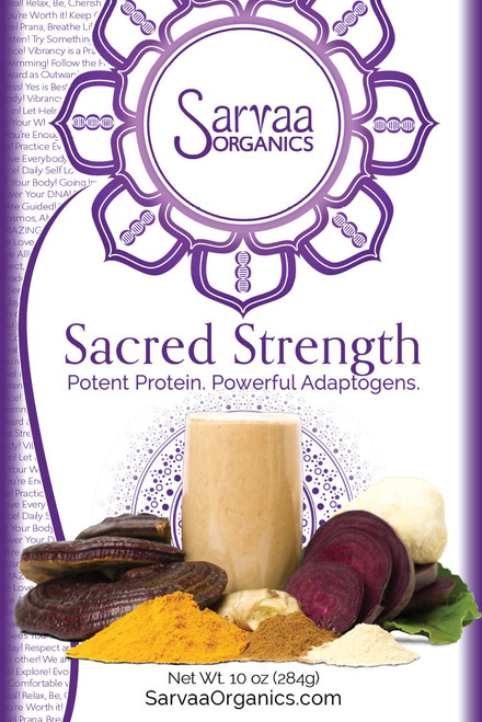 Sacred Strength is a plant based protein powder that not only tastes great but it's also designed to support your adrenals and lower stress. This protein powder helps increase endurance, vitality and stamina, enhance the immune system and support a proper hormone balance and endocrine system with adaptogens and herbs.  Sacred Strength is a plant based protein powder that not only tastes great but it's also designed to support your adrenals and lower stress. This protein powder helps increase endurance, vitality and stamina, enhance the immune system and support a proper hormone balance and endocrine system with adaptogens and herbs.
