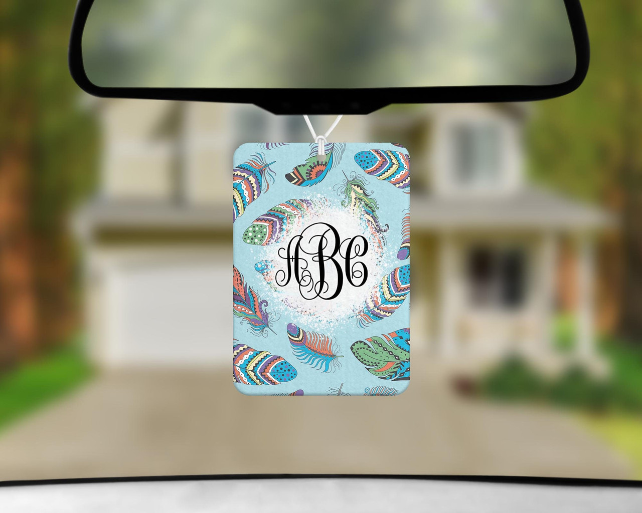 Blue Car Accessories - Native American Feathers -Coasters, license plate,  air freshener - Hagg's Life