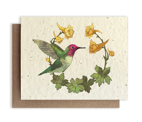 Anna’s Hummingbird on Larkspur notecard