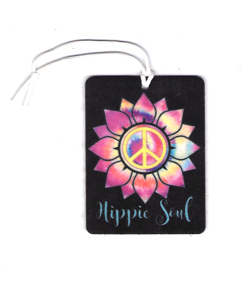 Hippie Soul Air Freshener, black with tie dyed sunflower