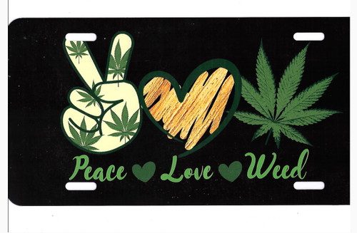 Peace Love Weed vanity license plate