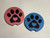 Pink and Blue Pet Paw car coasters with a Heart.