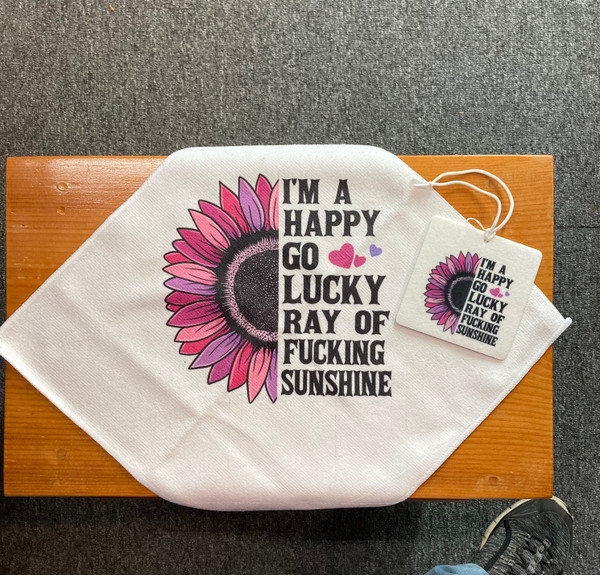I’m a Happy Go Lucky Ray of Fucking Sunshine Purple Sunflower Towel