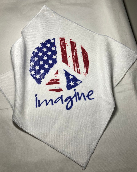 Imagine Peace USA Flag retro distressed microfiber towel