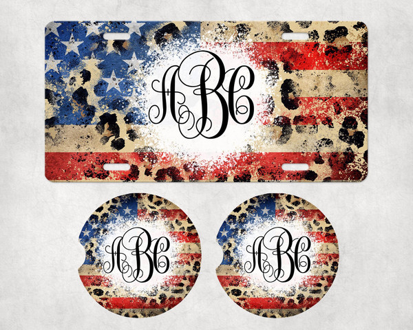 Monogrammed Car Accessories - Car Coasters, license plate, air freshener Gift Bundles