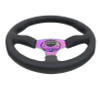 NRG Reinforced Steering Wheel (350mm / 2.5in. Deep) Leather Race Comfort Grip w/4mm Neochrome Spokes