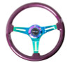 NRG Classic Wood Grain Steering Wheel (350mm) Purple Pearl Paint w/Neochrome 3-Spoke Center