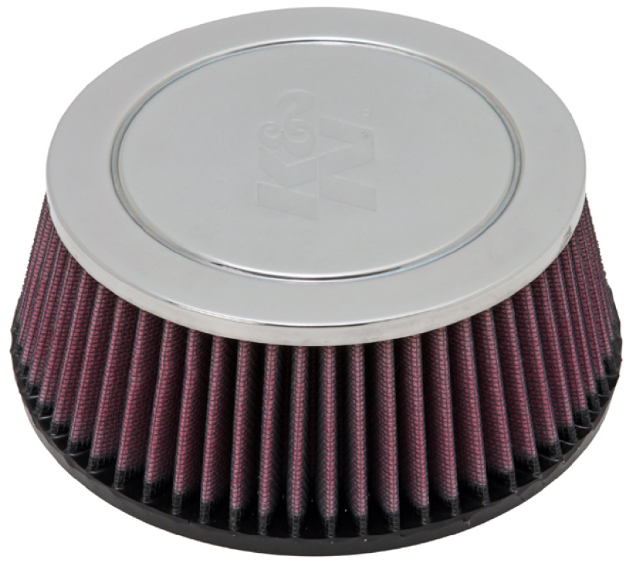 K&N Universal Chrome Filter-4in Flange ID / 6 7/8in Base OD / 5 7/8in Top OD / 2 3/4in H