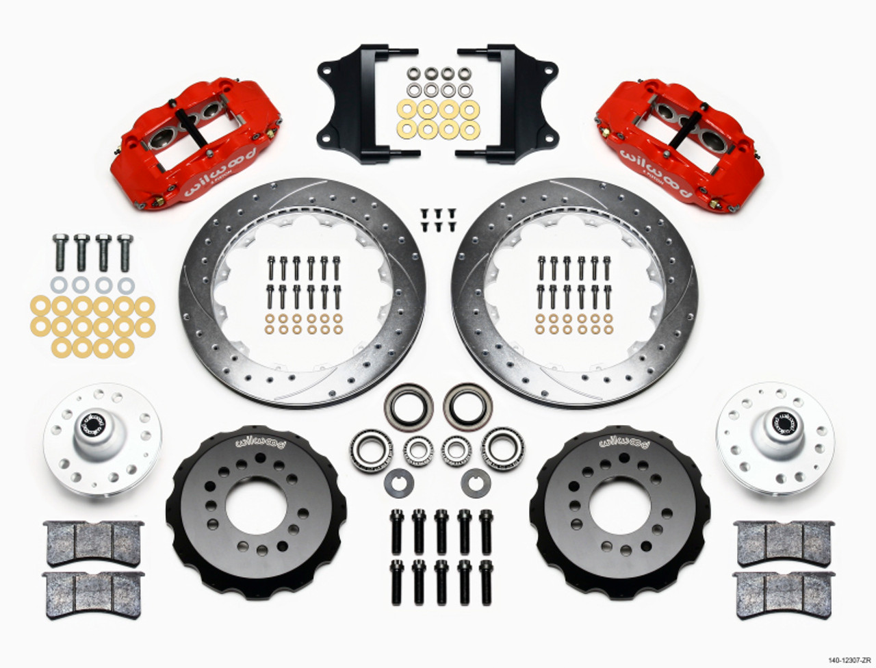 Wilwood Narrow Superlite 6R Front Hub Kit 12.88in Drill-Zinc Red Heidts Tri -5 2 inch Drop Spindle