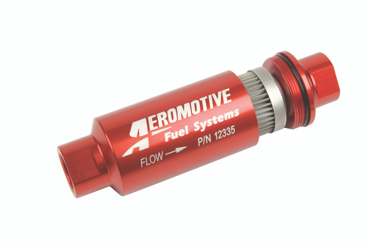 Aeromotive In-Line Filter - AN-10 size - 40 Micron SS Element - Red Anodize Fini