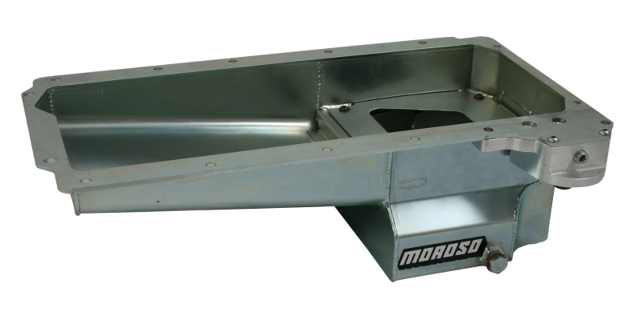 Moroso GM LS Swap (w/Rear Sump & Spin-On Oil Filter Adapter) Wet Sump 7qt 6in Angled Steel Oil Pan