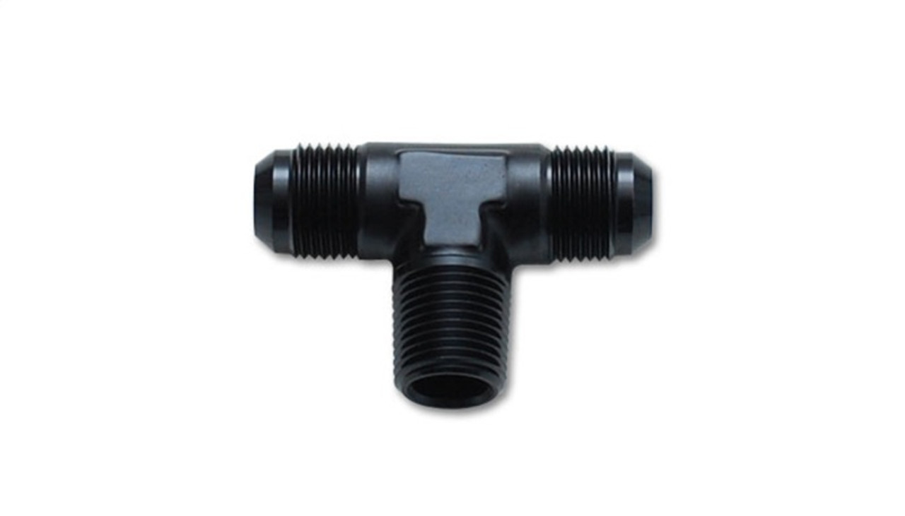 Vibrant -3AN x 1/8in NPT Flare to Pipe Tee Adapter Fitting - Aluminum