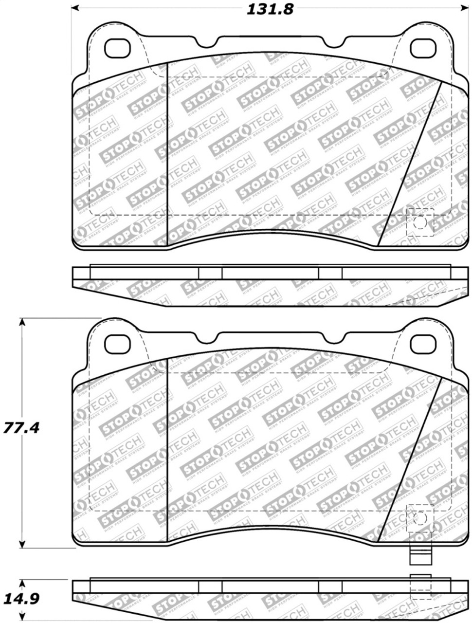 StopTech 08-15 Mitsubishi Evo X Street Performance Front Brake Pads