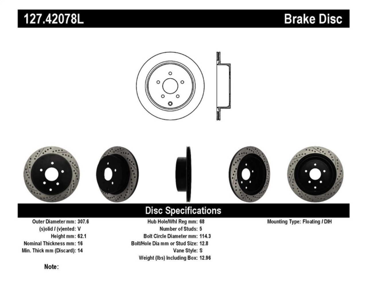 StopTech Slotted & Drilled Sport Brake Rotor sto127.42078L