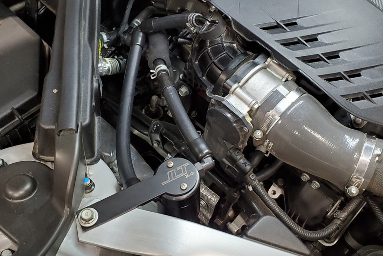 JLT 18-20 Kia Stinger GT 3.3TT Passenger Side Oil Separator 3.0 - Black Anodized