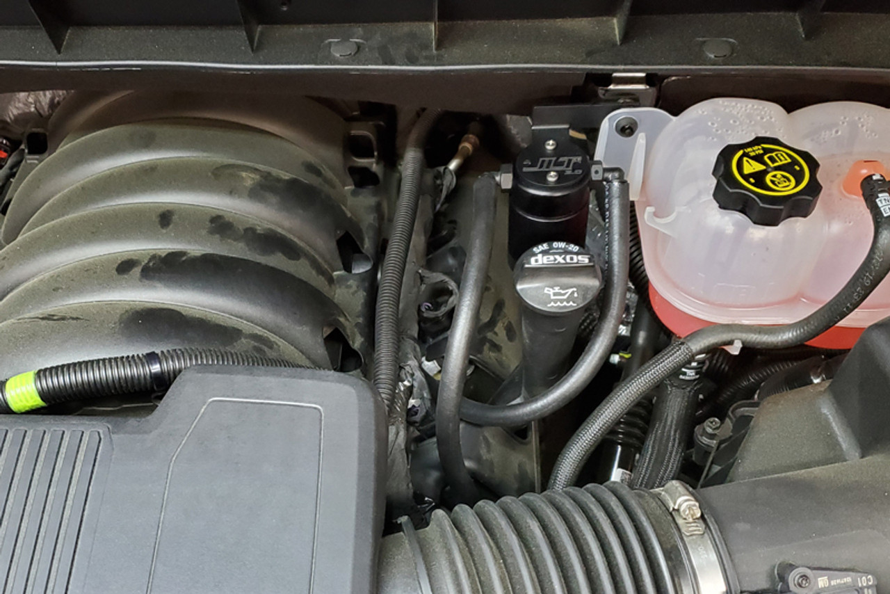 JLT 2019 Chevrolet Silverado/GMC Sierra 1500 5.3L V8 Driver Side Oil Separator 3.0 - Black Anodized