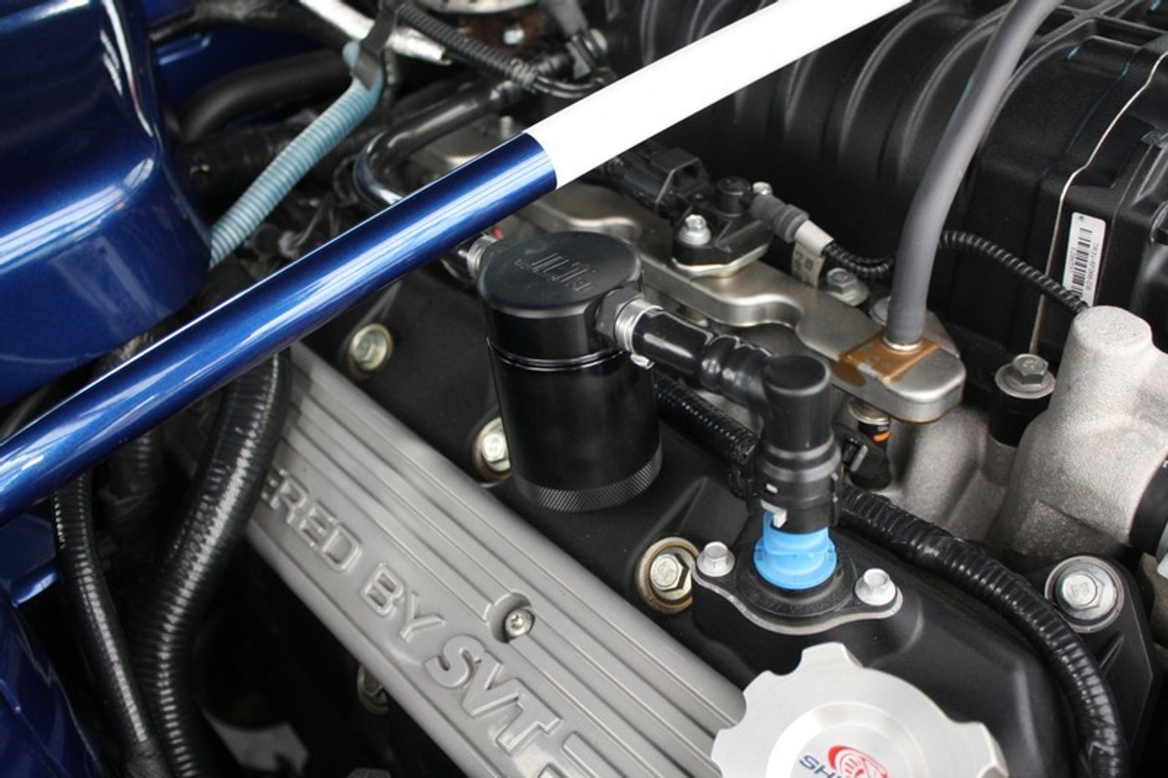 JLT 07-14 Ford Mustang GT500 Passenger Side Oil Separator 3.0 - Black Anodized