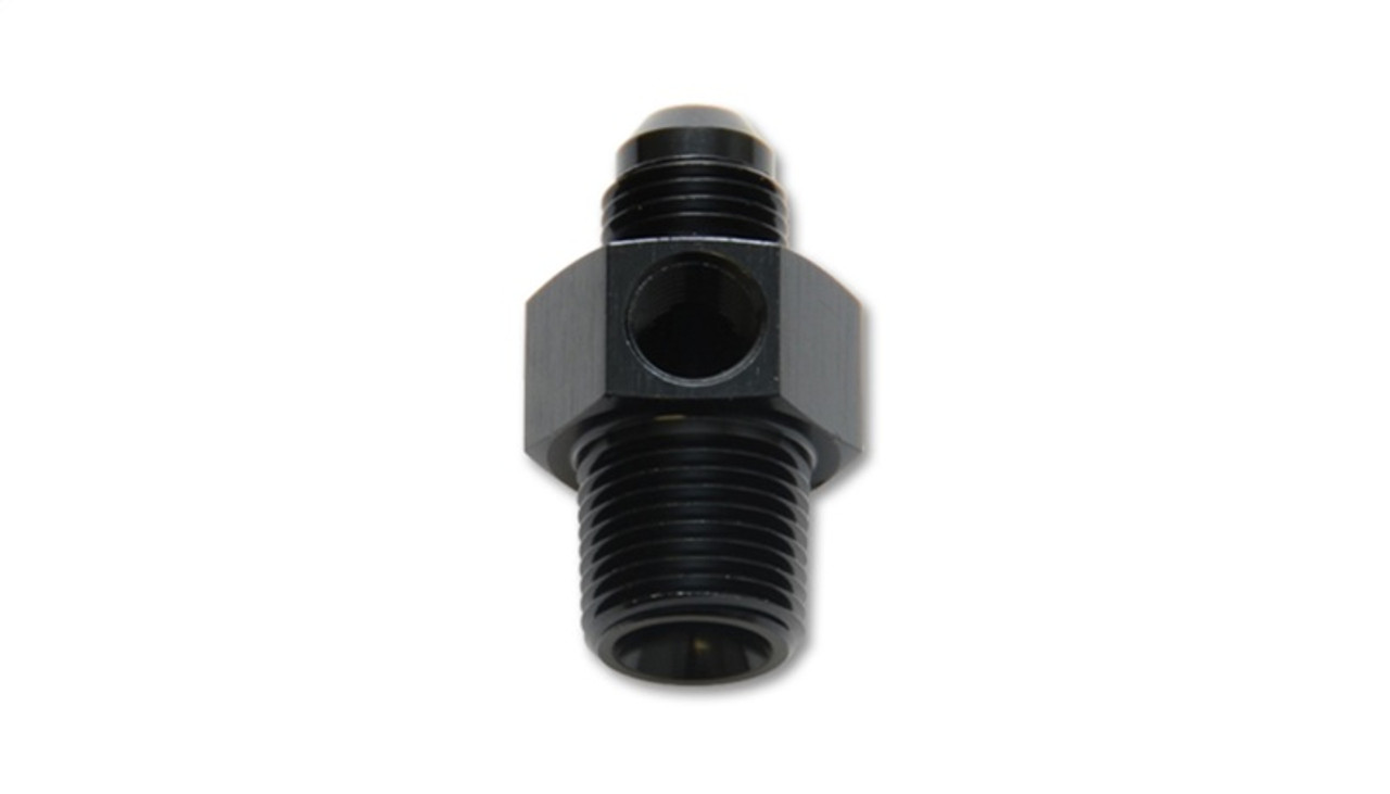 Vibrant -6AN Male to 1/4in NPT Male Union Adapter Fitting w/ 1/8in NPT Port