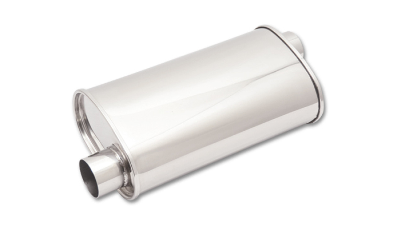 Vibrant StreetPower Oval Muffler 5in x 9in x 15in - 2.25" inlet/outlet (Offset-Offset Same Side)