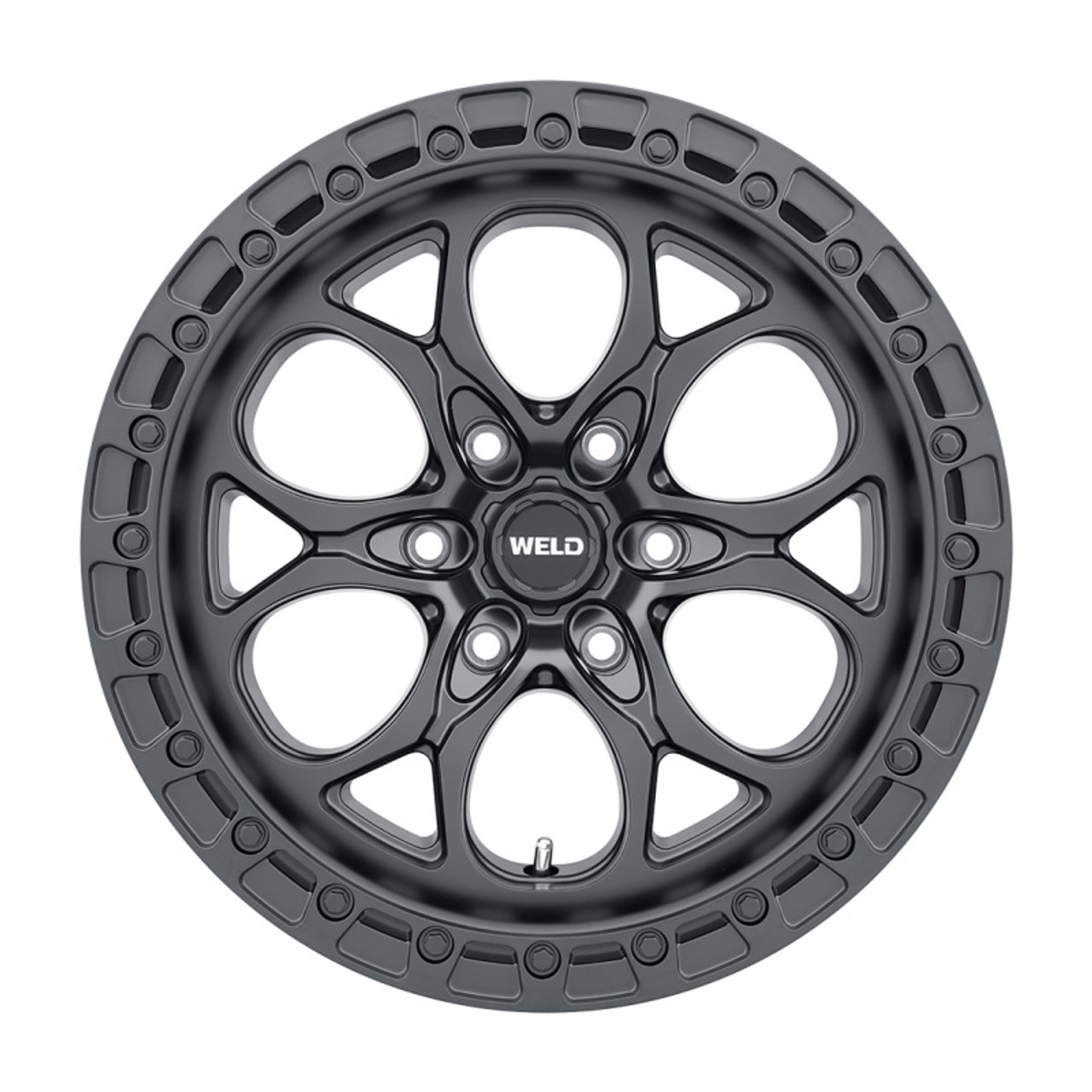 Weld W108 18X9 Ledge 6X139.7 ET00 BS5.00 Satin Black / Black Ring 106.1