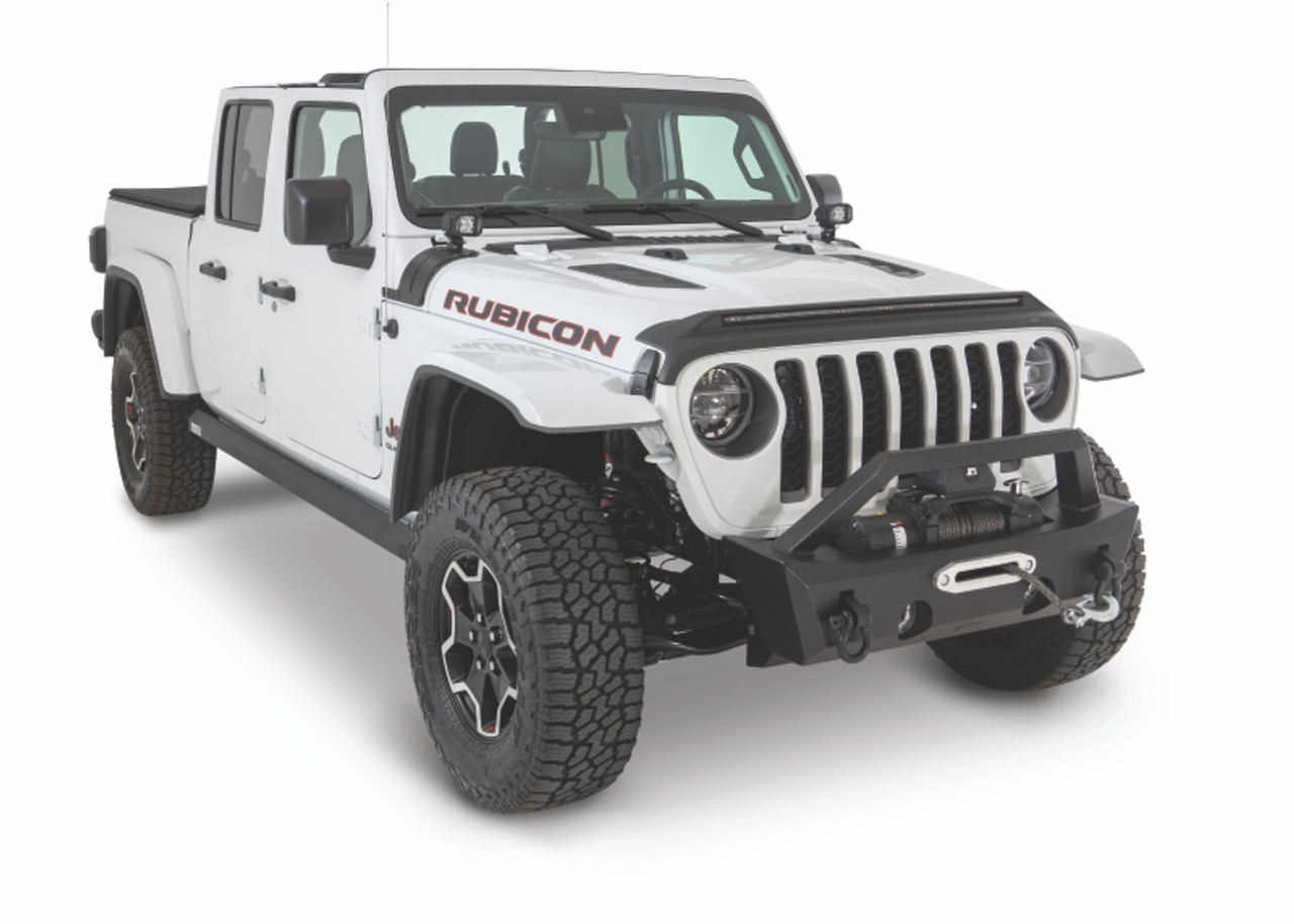 AVS 2018-2019 Jeep Wrangler (JL) Aeroskin Low Profile Hood Shield w/ Lights - Black