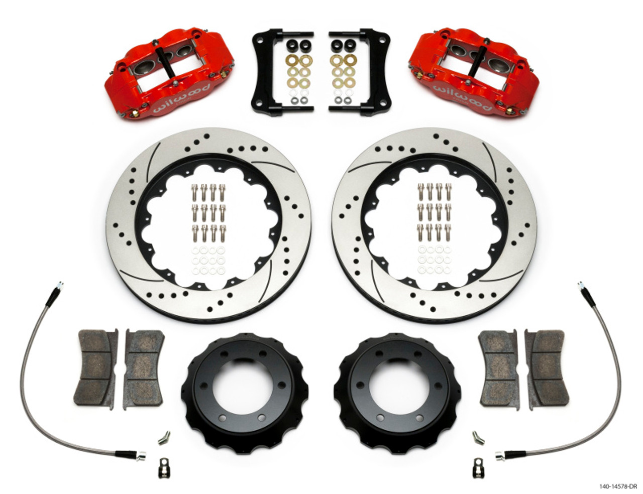 Wilwood Narrow Superlite Red 6R Front Kit 14in Drilled Rotor w/ Lines 05-15 Toyota Tacoma