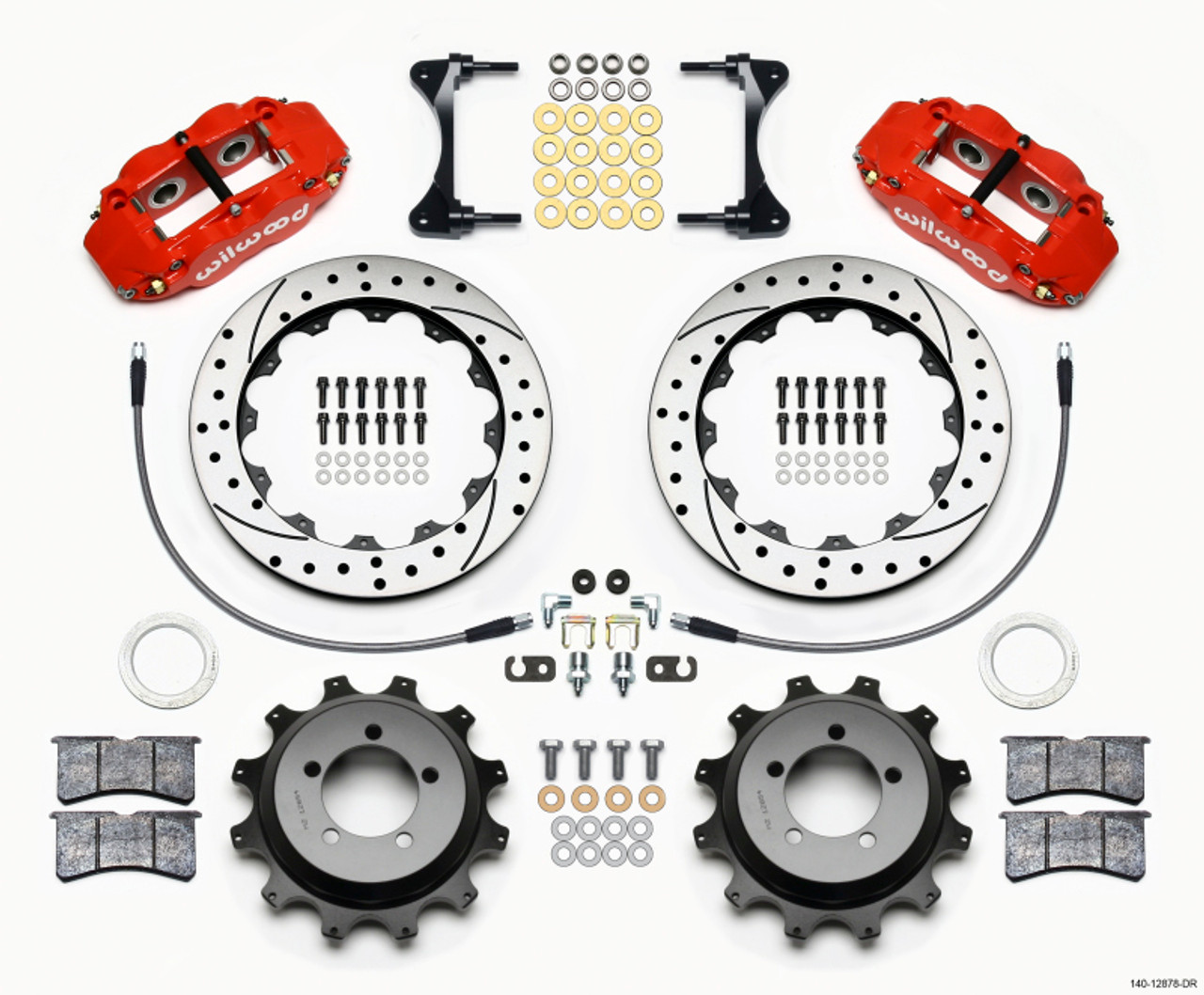 Wilwood Narrow Superlite 4R Rear Kit 12.88in Drilled Red 99-05 WRX / 99-07 Impreza