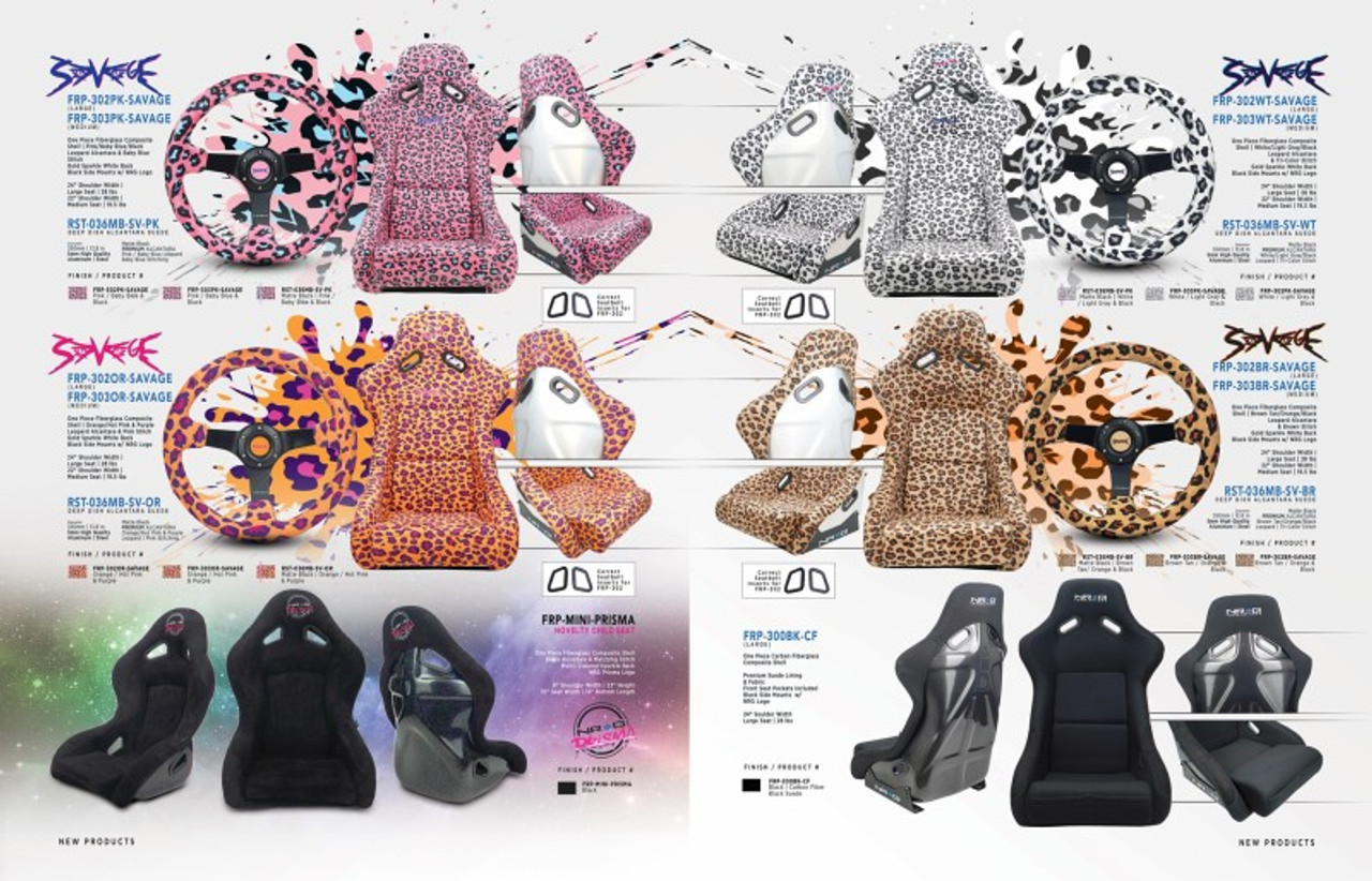 FRP Bucket Seat PRISMA- SAVAGE Edition w/ White Pearlized Back Wild Thronberry Leopard Print- Large
