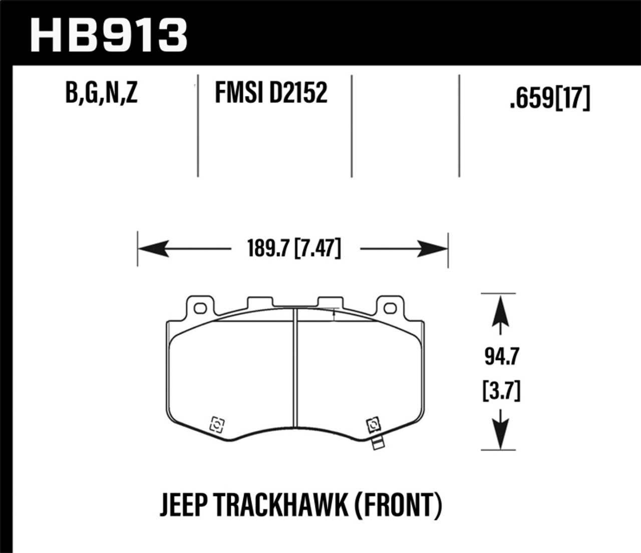 Hawk 18-19 Jeep Grand Cherokee Trackhawk HP+ Front Brake Pads