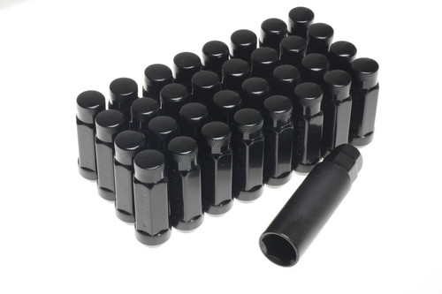 Muteki HR38 Open End Lug Nuts 12x1.25 Black Chrome / Blue Ring