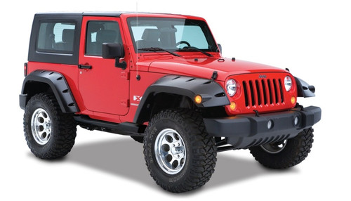 Bushwacker 07-18 Jeep Wrangler Max Pocket Style Flares 2pc Extended Coverage - Black bus10046-02