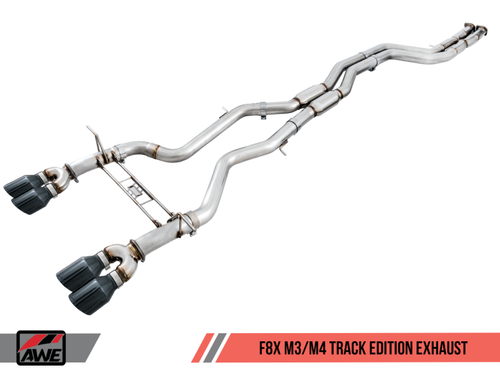 AWE Tuning BMW F8X M3/M4 Resonated Track Edition Exhaust - Diamond Black Tips (90mm)