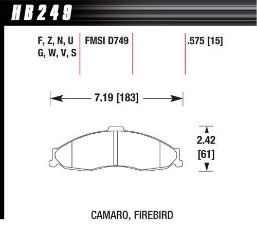 Performance Street Brake Pads (4) HB249F.575