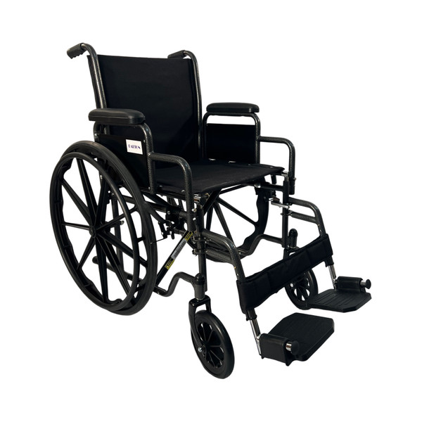 eChair - 20" Standard wheelchair with detachable arm,20X16" seat, foot rests, weight limit: 250lbs