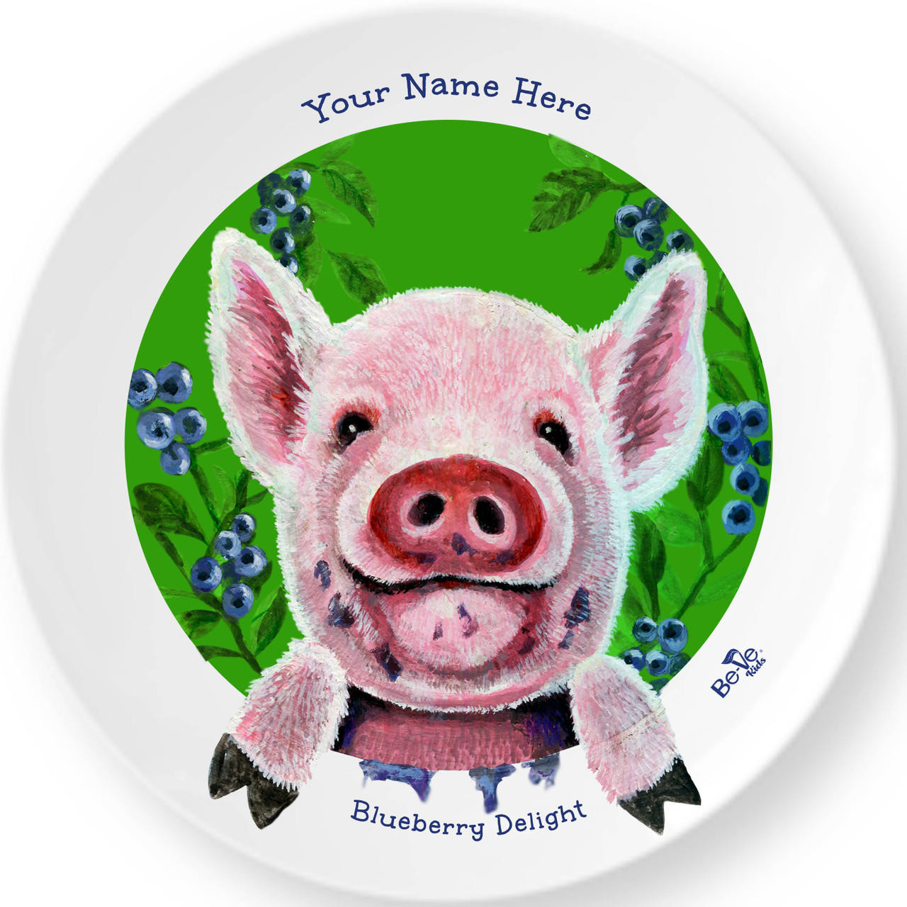 Personalized Pig Plate for Children. Barnyard Animals