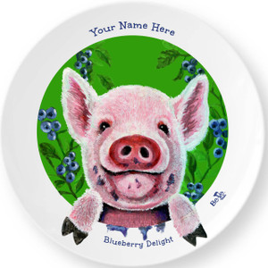 Be-Ve Kids Personalized Pig Plate for Children Meet Blue Berry Delight Be-Ve Kids Personalized Pig Plate for Children Meet Blue Berry Delight