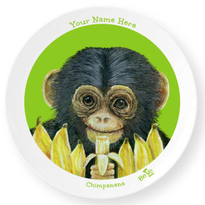 Be-Ve Kids Personalized Chimpanzee Plate for Children. Meet Chimpanana! Be-Ve Kids Personalized Chimpanzee Plate for Children. Meet Chimpanana!