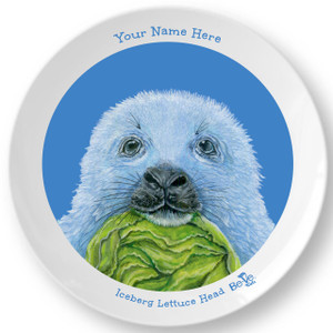 Be-Ve Kids Personalized Harp Seal Plate for Children Meet Iceberg Lettuce Head Be-Ve Kids Personalized Harp Seal Plate for Children Meet Iceberg Lettuce Head