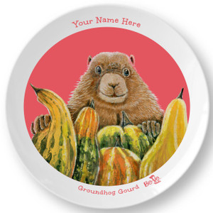 Be-Ve Kids Personalized Groundhog Plate for Children Meet Groundhog Gourd