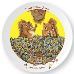 Be-Ve Kids Personalized Squirrel Plate for Children Meet Need for Seed Be-Ve Kids Personalized Squirrel Plate for Children Meet Need for Seed