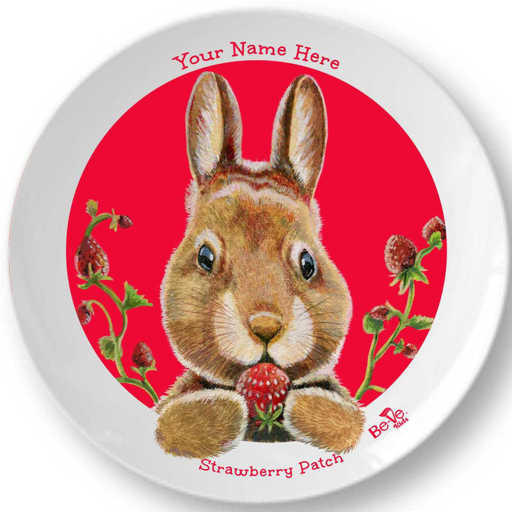 Be-Ve Kids Personalized Bunny Plate for Children.  Meet Strawberry Patch! 