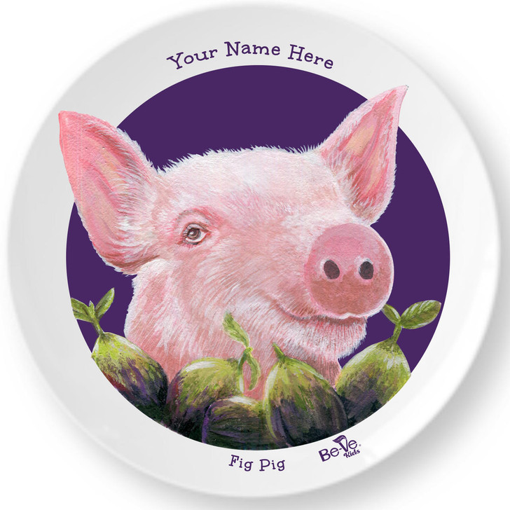 Be-Ve Kids Personalized Pig Plate for Children Meet Fig Pig