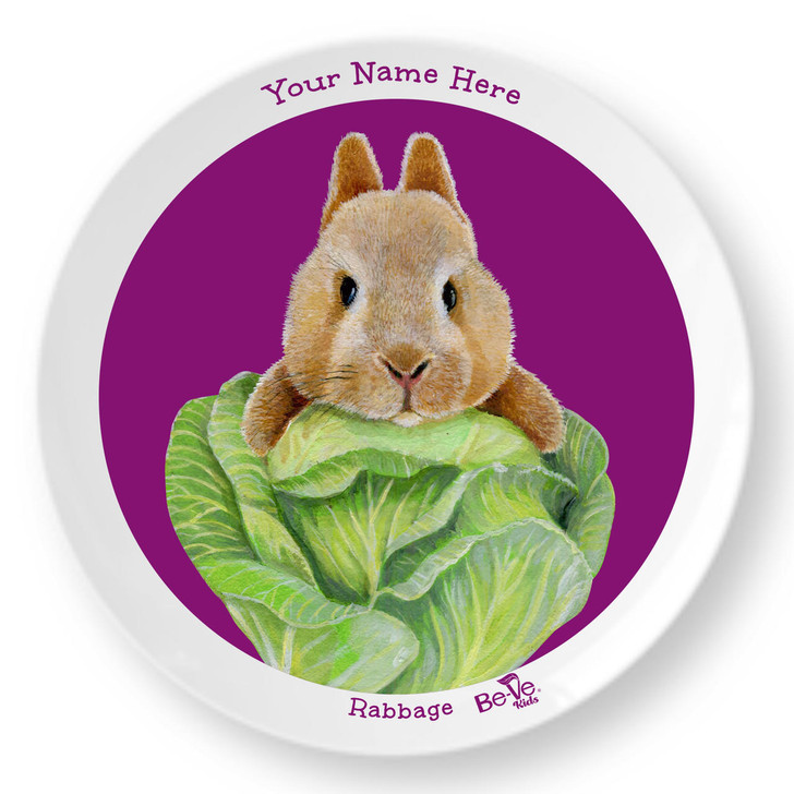 Be-Ve Kids Personalized Rabbit Plate for Children Meet Rabbage