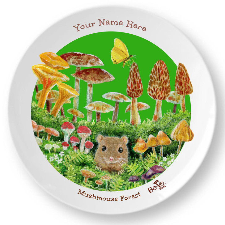 Be-Ve Kids Personalized Mouse Plate for Children Meet Mushmouse Forest