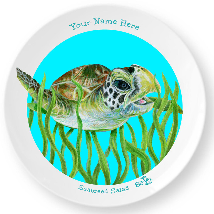 Be-Ve Kids Personalized Turtle Plate for Children Meet Seaweed Salad