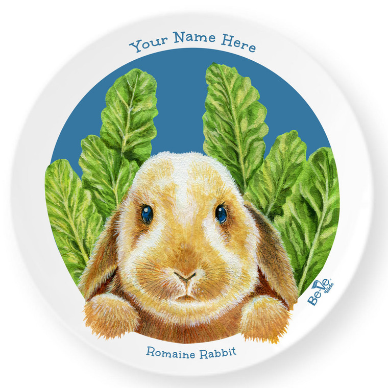 Be-Ve Kids Personalized Rabbit Plate for Children Meet Romaine Rabbit