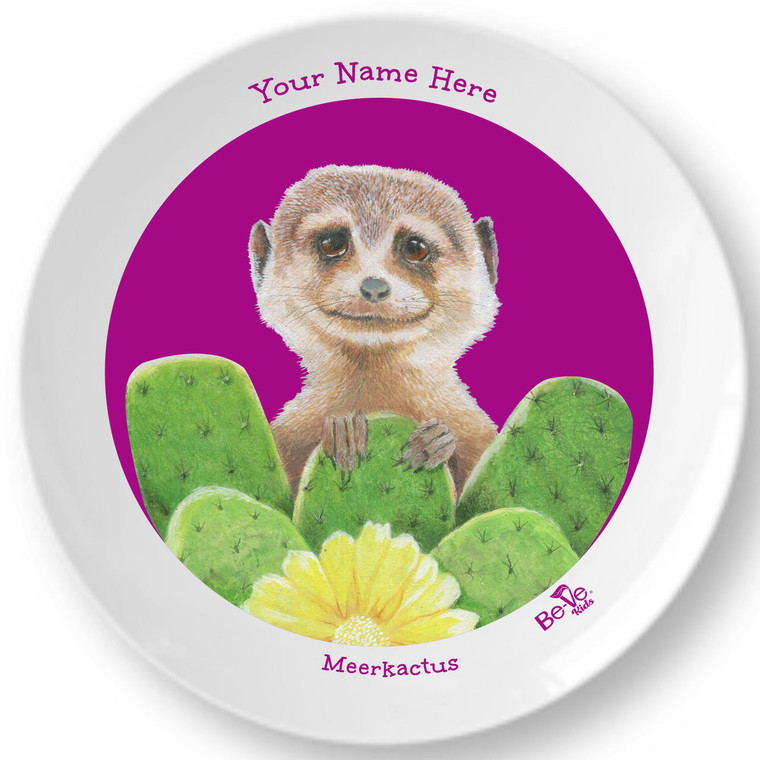 Be-Ve Kids Personalized Meerkat Plate for Children Meet Meerkactus