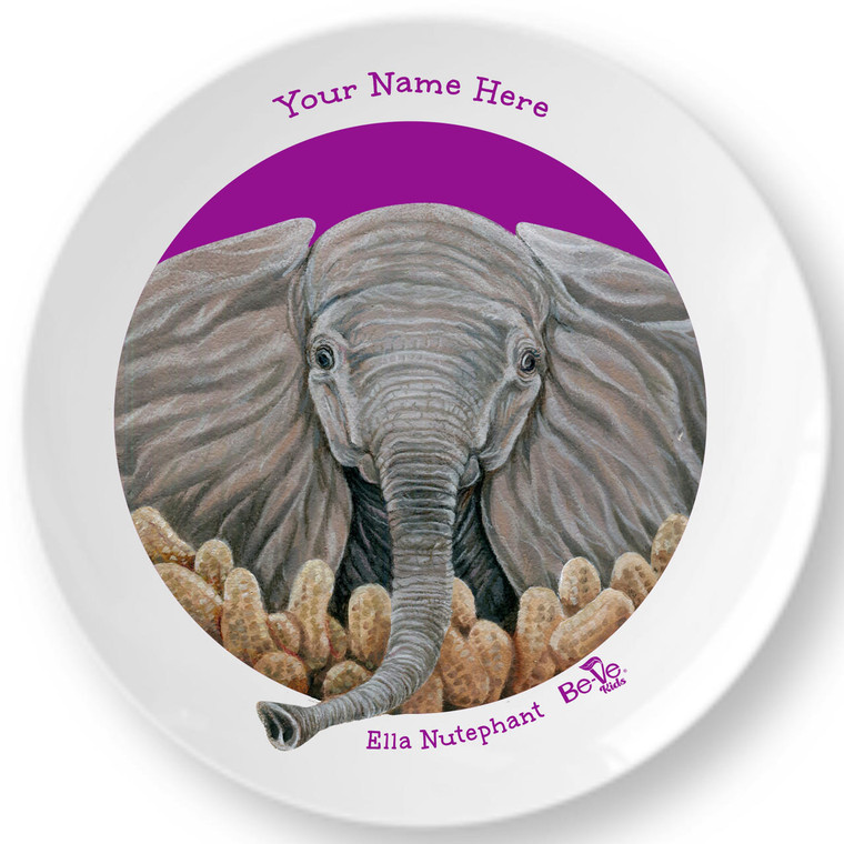 Be-Ve Kids Personalized Elephant Plate for Children Meet Ella Nutephant